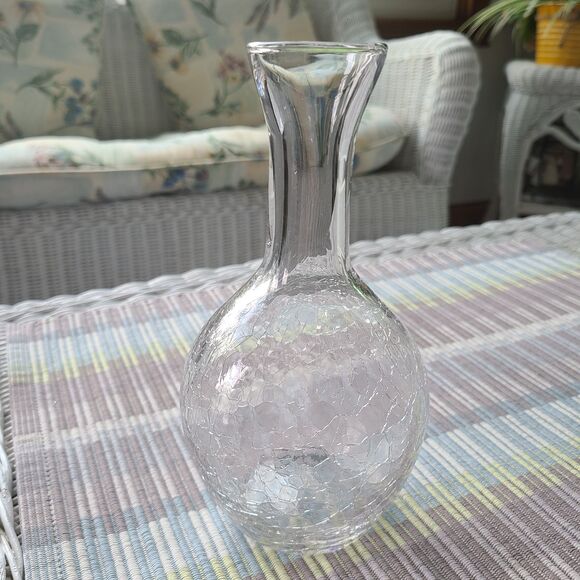 Vintage RMS Queen Mary Water Wine Carafe Crackle Craquelle Glass Cunard Line - Picture 9 of 10